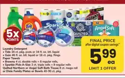 ACME Laundry Detergent Tide 16 ct. pkg. pods or 34 fl. oz. btl. liquid Gain 46 fl. oz. btl. liquid or 16 ct. pkg. flings Paper Tow offer