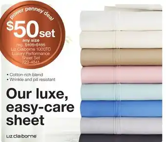 JC Penney Liz Claiborne 1000TC Luxury Performance Sheet Set offer