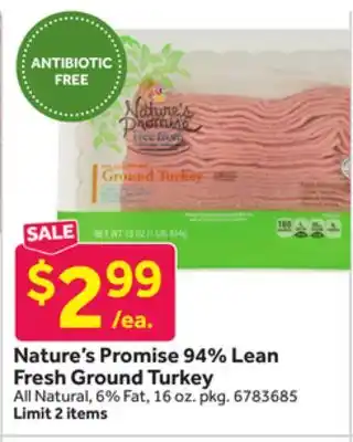 Stop&Shop Nature's Promise 94% Lean Fresh Ground Turkey offer