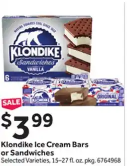 Stop&Shop Klondike Ice Cream Bars or Sandwiches offer