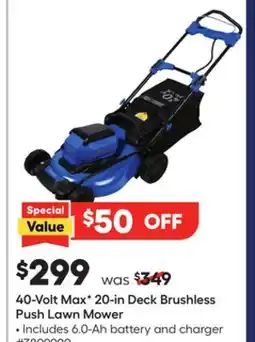 Lowe's 40-Volt Max V 20-in Deck Brushless Push Lawn Mower offer