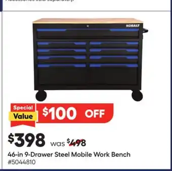Lowe's 46-in 9-Drawer Steel Mobile Work Bench offer