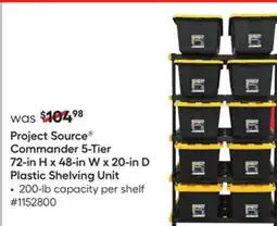 Lowe's Commander 5-Tier 72-in H x 48-in W x 20-in D Plastic Shelving Unit offer