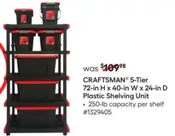Lowe's 5-Tier 72-in H x 40-in W x 24-in D Plastic Shelving Unit offer