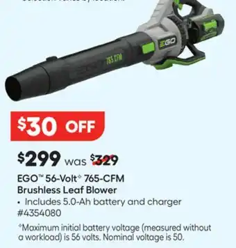 Lowe's 56-Volt◇ 765-CFM Brushless Leaf Blower offer