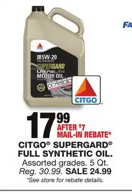 Blain's Farm & Fleet CITGO SUPERGARD FULL SYNTHETIC OIL offer