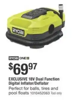 The Home Depot RYOBI ONE 18V Dual Function Digital Inflator/Deflator offer