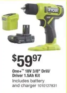 The Home Depot Ryobi One+ 18V 3/8" Drill/ Driver 1.5Ah Kit offer