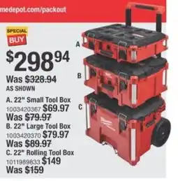 The Home Depot Milwaukee 22" Large Tool Box offer