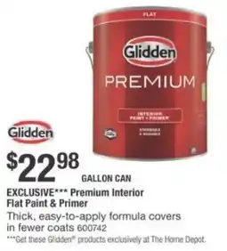 The Home Depot Glidden Premium Interior Flat Paint & Primer offer