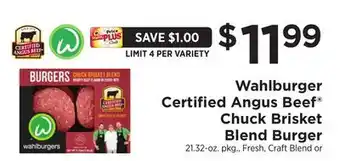 ShopRite Wahlburger Certified Angus Beef Chuck Brisket Blend Burger offer