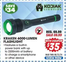 Big 5 Kodiak Kraken Rechargeable 6000 Lumen Flashlight offer