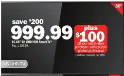 Meijer LG 86 4K UHD HDR Smart TV offer