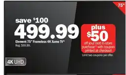 Meijer Element 75 Frameless 4K Xumo TV offer