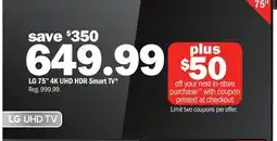 Meijer LG 75 4K UHD HDR Smart TV offer