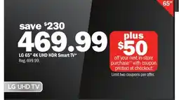 Meijer LG 65 4K UHD HDR Smart TV offer