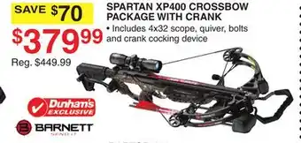 Dunham's Sports BARNETT SPARTAN XP400 CROSSBOW PACKAGE WITH CRANK offer