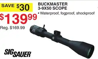 Dunham's Sports SIG SAUER BUCKMASTER 3-9X50 SCOPE offer