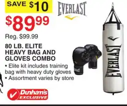 Dunham's Sports 80 LB. ELITE HEAVY BAG AND GLOVES COMBO offer