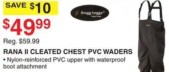 Dunham's Sports FROGG TOGGS RANA II CLEATED CHEST PVC WADERS offer