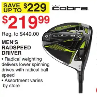 Dunham's Sports COBRA MEN'S RADSPEED DRIVER offer