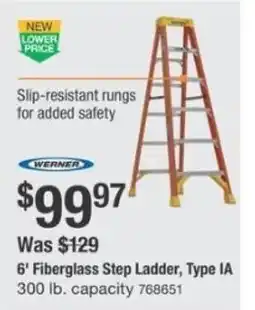 The Home Depot WERNER 6' Fiberglass Step Ladder, Type IA offer