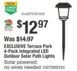 The Home Depot HAMPTON BAY Terrace Park 4-Pack Integrated LED Outdoor Solar Path Lights offer