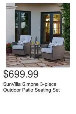 Costco SunVilla Simone 3-piece Outdoor Patio Seating Set offer