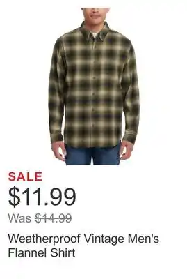 Costco Weatherproof Vintage Men's Flannel Shirt offer