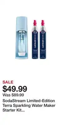 SodaStream Limited-Edition Terra Sparkling Water Maker Starter Kit with Extra CQC Cylinder- Misty Blue