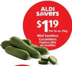 Aldi Mini Seedless Cucumbers Pepinos Mini offer