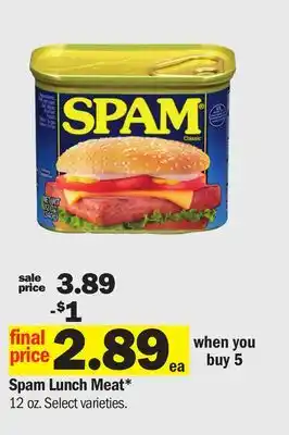 Meijer Spam Lunch Meat offer