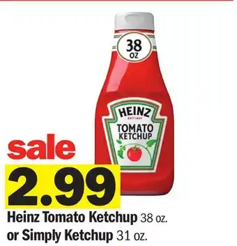 Meijer Heinz Tomato Ketchup 38 oz. or Simply Ketchup 31 oz offer