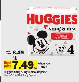 Meijer Huggies Snug & Dry Jumbo Diapers offer