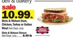 Meijer Dietz & Watson Ham, Chicken, Turkey or Italian Meat offer