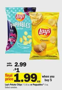 Meijer Lay's Potato Chips 7.5-8 oz. or Poppables* 5 oz offer
