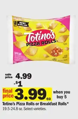 Meijer Totino's Pizza Rolls or Breakfast Rolls offer