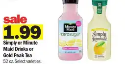 Meijer Simply or Minute Maid Drinks or Gold Peak Tea offer