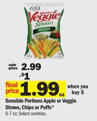 Meijer Sensible Portions Apple or Veggie Straws, Chips or Puffs offer
