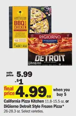 Meijer California Pizza Kitchen 11.8-15.5 oz. or DiGiorno Detroit Style Frozen Pizza* 26-28.3 oz offer