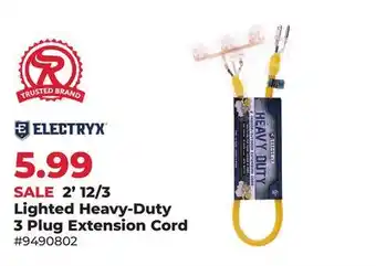 Runnings ELECTRYX 2' 12/3 Lighted Heavy-Duty 3 Plug Extension Cord offer