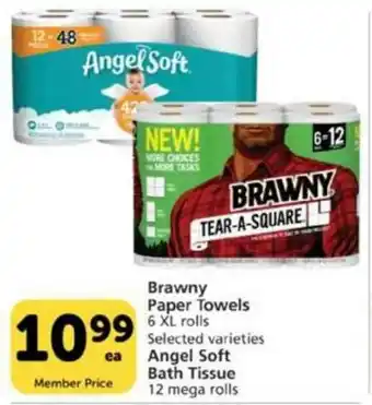 Vons Brawny Paper Towels, Angel Soft Bath Tissue offer