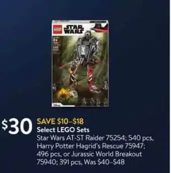 Walmart Select Lego Sets offer
