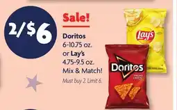 Family Dollar Doritos 6-10.75 oz. or Lay's 4.75-9.5 oz offer