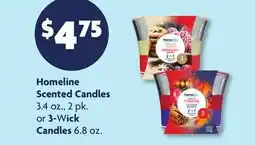 Family Dollar Homeline Scented Candles 3.4 oz., 2 pk. or 3-Wick Candles 6.8 oz offer