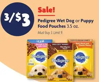 Family Dollar Pedigree Wet Dog or Puppy Food Pouches offer