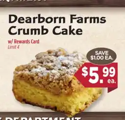 Dearborn Market Dearborn Farms Crumb Cake offer