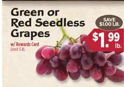 Dearborn Market Green or Red Seedless Grapes offer