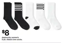 Target dealworthy women's 5-pk. ribbed crew socks offer
