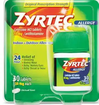 Target Zyrtec 24-hour 30-ct. allergy relief tablets offer